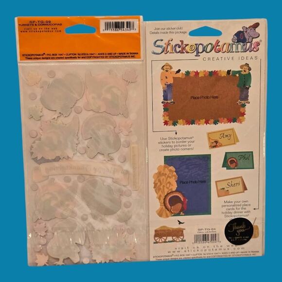 Autumn Thanksgiving Stickopotamus Stickers Fall Leaves and Turkeys & Cornucopias - Picture 2 of 7